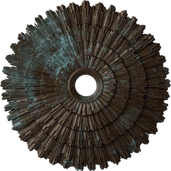 Ekena Millwork Eryn Ceiling Medallion (Fits Canopies up to 4"), 24 3/4"OD x 3 1/4"ID x 1 7/8"P, Bronze Blue Patina CM24ENBBS - main